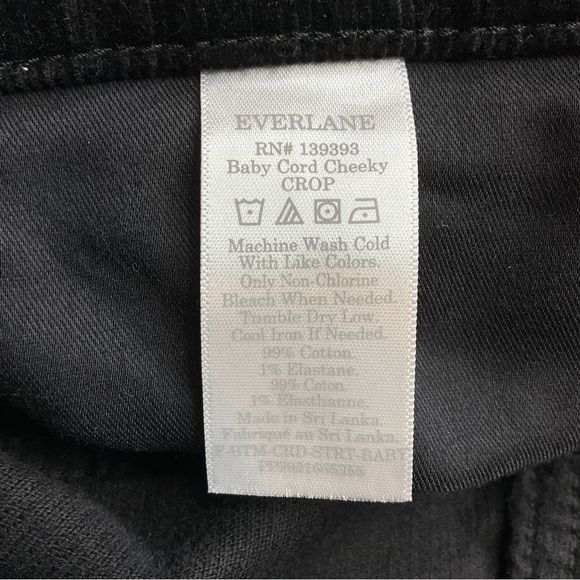 Everlane Baby Cord Cheeky Crop 25 Black Corduroy Straight‎ - Picture 6 of 7